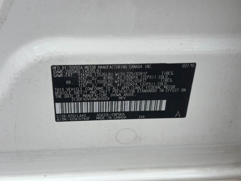 2010 Toyota RAV4 4WD 4dr 4-cyl 4-Spd AT Ltd (Natl)