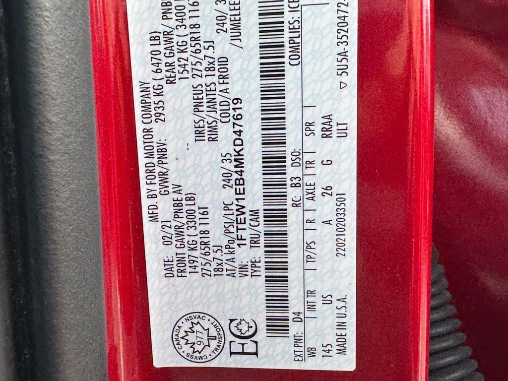 2021 Ford F-150 4WD SuperCrew 5.5' Box