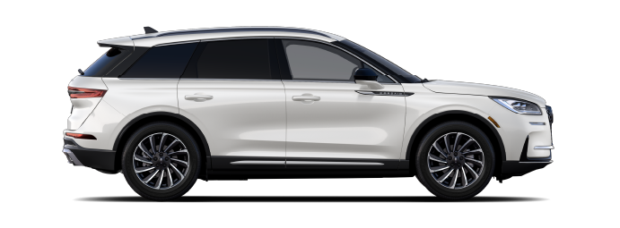 The passenger side of a Lincoln Corsair® SUV is shown in Pristine White. | Dave Sinclair Lincoln St. Peters in Saint Peters MO