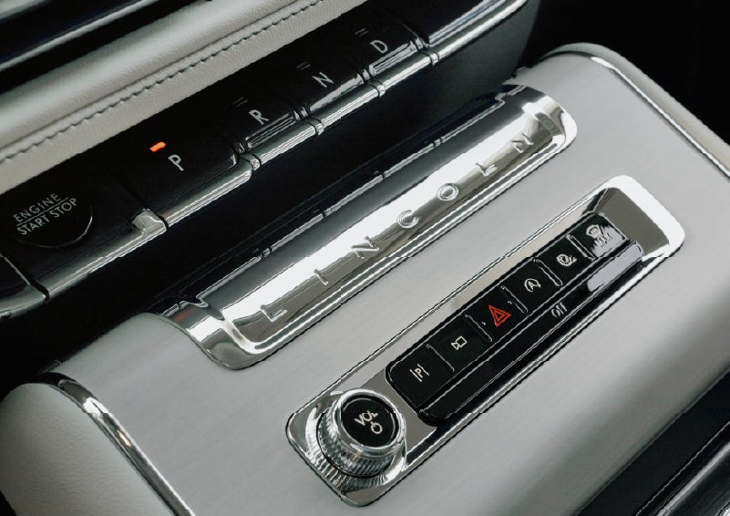 The piano key gear selector of a 2027 Lincoln Aviator® Back Label™ SUV. | Dave Sinclair Lincoln St. Peters in Saint Peters MO